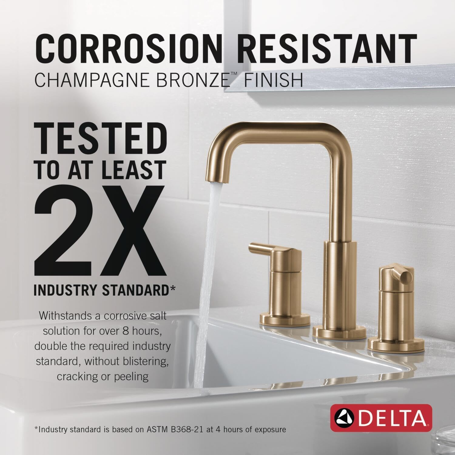Delta Faucet Nicoli 14 Series Single-Handle Shower Faucet Trim Kit with 5-Spray H2Okinetic Shower Head and Widespread Bathroom Faucet in Champagne Bronze (Shower Valve Included)