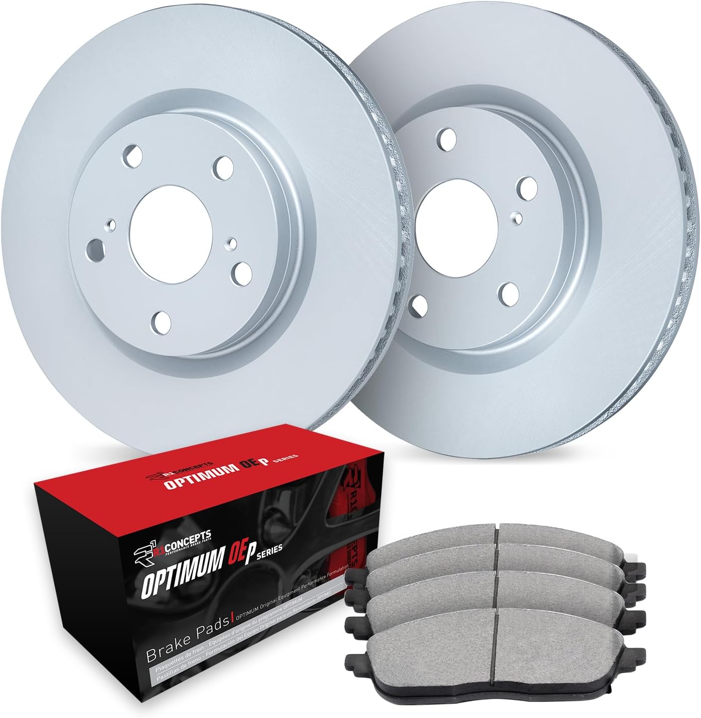 R1 Concepts Front Brake Kit Fits 2022 BMW 230i; 2021-2022 BMW 330e, 330i, 430i, X4, Z4, Toyota GR Supra; 2020-2022 BMW X3| Optimum Oep Brake Pads and Blank Brake Rotors| 13.0' Front