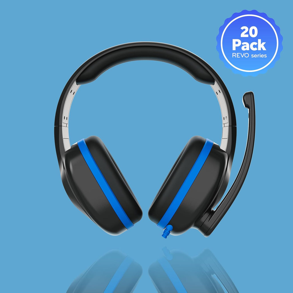 TWT Audio REVO Headset, Premium Wired Over-Ear Headset, Noise Reducing Headset with Mic Boom (3.5MM) - 20 Pack