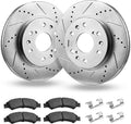 VEVOR Front Brake Kit Compatible with 2008-2016 Cadillac Escalade/Escalade ESV, 2017-2020 Cadillac Escalade/Escalade ESV (Models without Brembo Brake Package), Drilled & Slotted Brake Rotors Kit