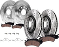 Detroit Axle - 1.4L Brake Kit for Volkswagen 2019 2020 Jetta 11.34 inch Front and 10.71 inch Rear Drilled Slotted Brake Rotors Ceramic Brakes Pads Replacement