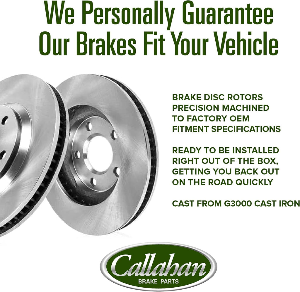 Callahan Brake Parts Front Brake Kit For Ram 1500 2019-2023 [Model Specific] Replacement Brake Rotors with Ceramic Brake Pads