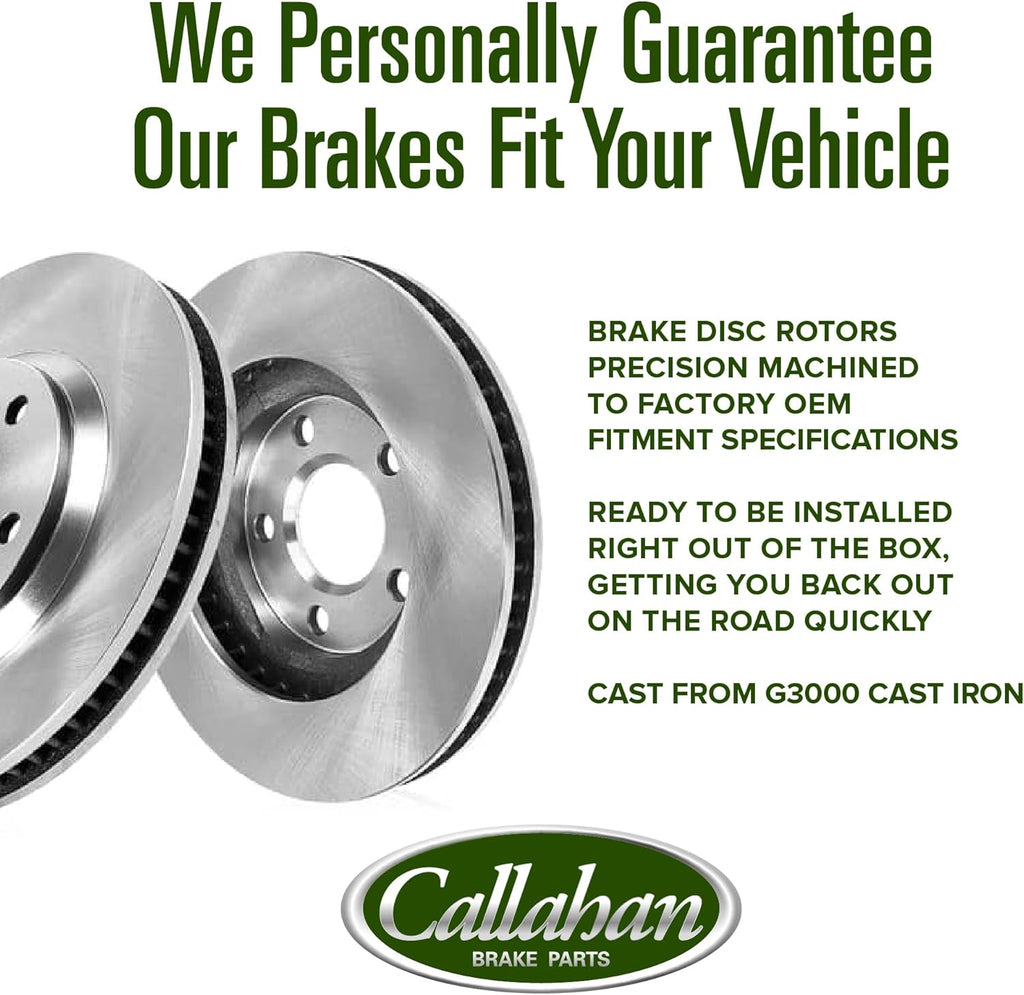Callahan Brake Parts Front Brake Kit For Acura Integra 2023, Honda Accord 2018-2022, Honda Civic 2022 [Model Specific] Replacement Brake Rotors with Ceramic Brake Pads