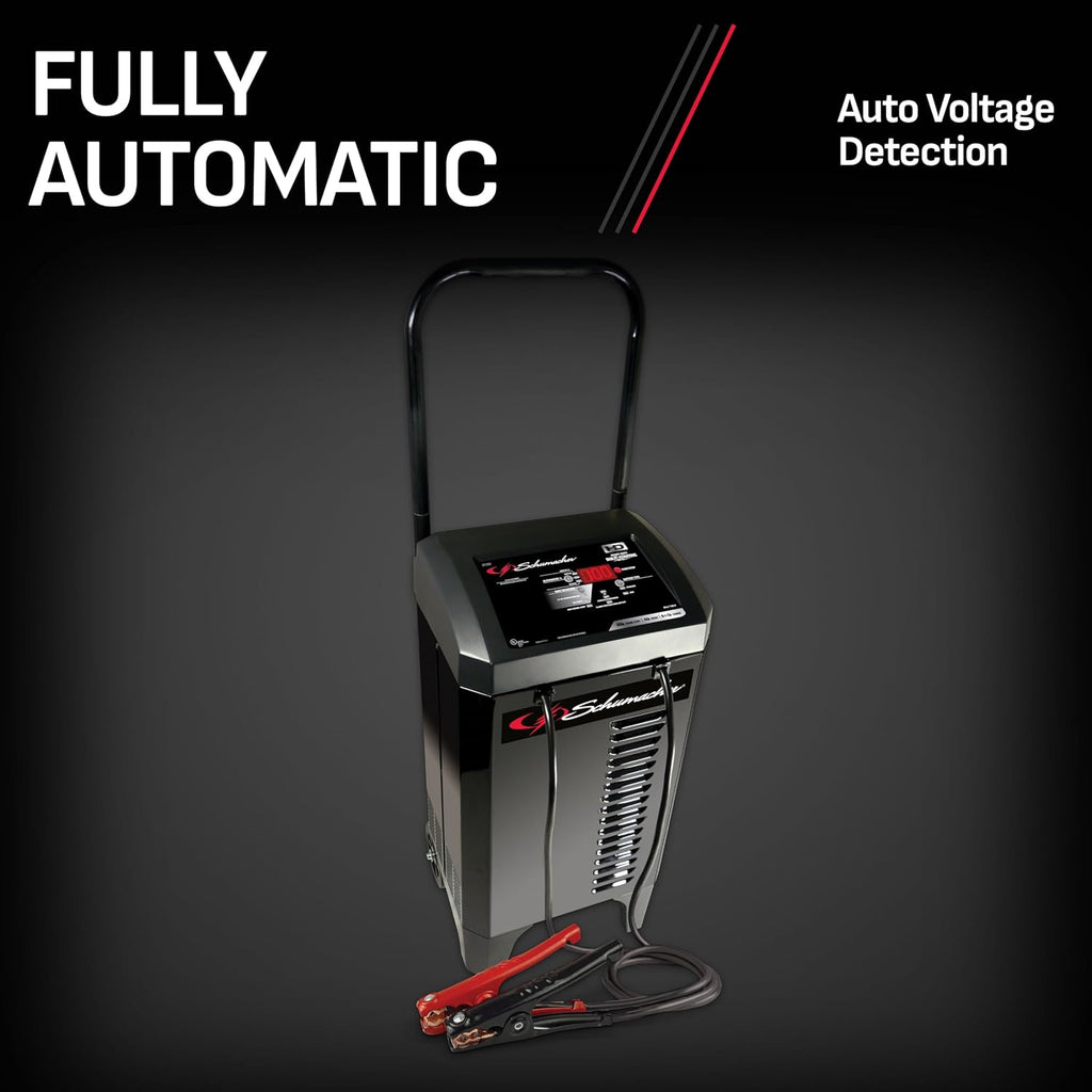 Schumacher Electric Wheeled Automatic 6A Car Battery Charger and 200A Engine Starter, 6-in-1 Solution, Maintainer, 40A Boost, for 6V/12V Power Sport, Automotive, and Marine Batteries, SC1309