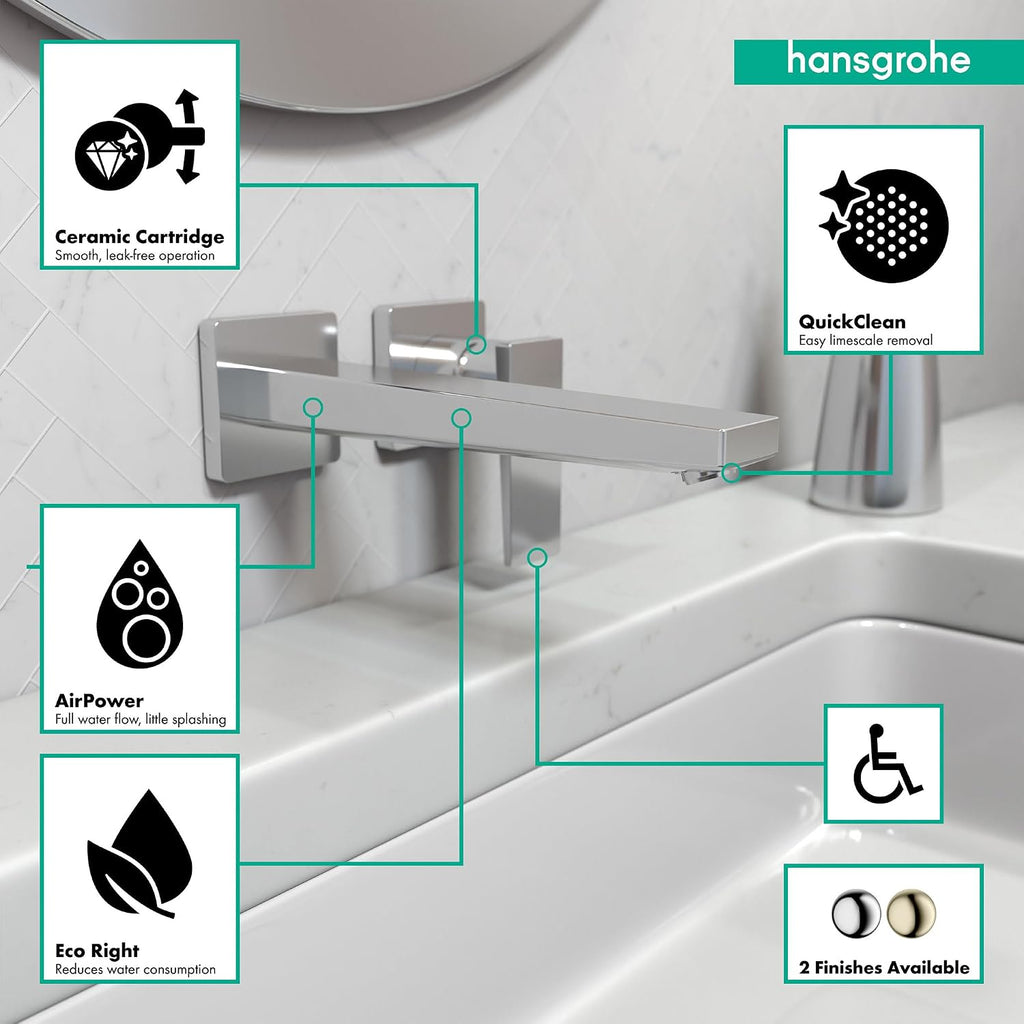 hansgrohe Metropol Modern 1-Handle 5-inch Tall Bathroom Sink Faucet in Chrome, 32526001