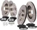SCITOO Brake Kits For Toyota For RAV4 2006-2018 Front Rear Drilled & Slotted Disc Brakes Rotors and Ceramic Brakes Pads Replacement:31434;31443;D1211-8331;D1212-9312