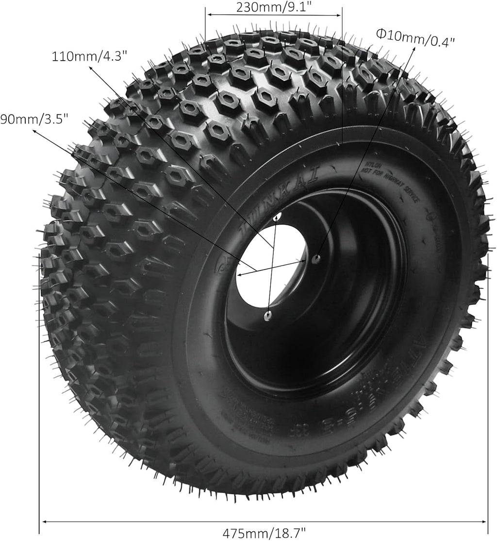 2Pcs 18x9.50-8 Tires & Wheels Rims Set, 4 Lug 110mm Bolt Pattern - Compatible with ATV, UTV, Quad, Riding Lawn Mower, Tractor, Zero Turn Mower, Lawn Tractor