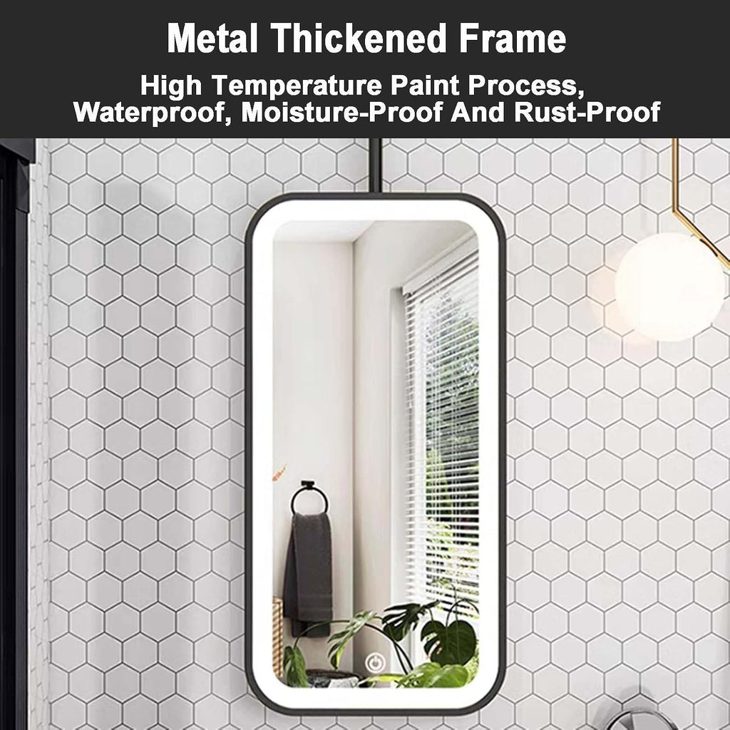 Ceiling Hanging Rod Mirror,Square Luminous Wall-Mounted Mirror,Wrought Iron Frame Decorative Mirror,for Hotel Bathroom Bedroom,Black-50x80cm,Black-50x80cm