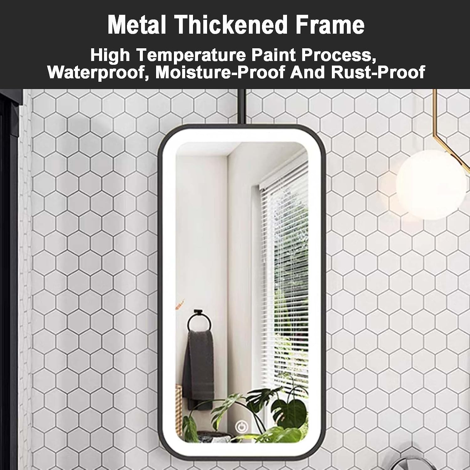 Ceiling Hanging Mirror,Illuminated Square Bathroom Vanity Mirror,Wrought Iron Frame Hanging Mirror,for Bathroom Hotel and Bedroom,Black-50x80cm,Black-50x80cm