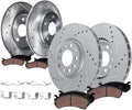 Detroit Axle - AWD Brake Kit for 2016 2017 2018 Buick Envision, Drilled and Slotted Disc Brake Rotors Ceramic Brakes Pads with Hardware Replacement : 12.64' inch Front and 12.40' inch Rear Rotor