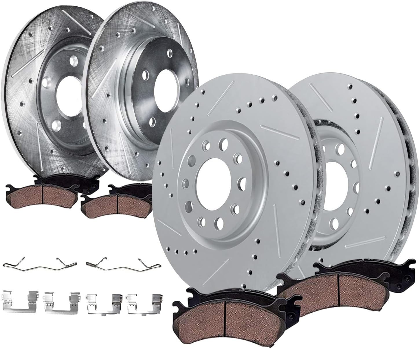 Detroit Axle - AWD Brake Kit for 2016 2017 2018 Buick Envision, Drilled and Slotted Disc Brake Rotors Ceramic Brakes Pads with Hardware Replacement : 12.64' inch Front and 12.40' inch Rear Rotor