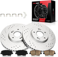 Front Brake Rotors and Pads kit Torchbeam replacement for 2016-2020 Sorento, 2017-2018 Santa Fe Sport, 31625+D1815 Drilled and Slotted Brake Rotors Ceramic Brake Pads