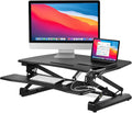 Mount-It! Electric Standing Desk Converter 35.4' Quick Sit Stand Desk Riser, Computer Workstation Motorized Easy Convertor with Built-in USB Charging Port, Ergonomic Height Adjustable in Black