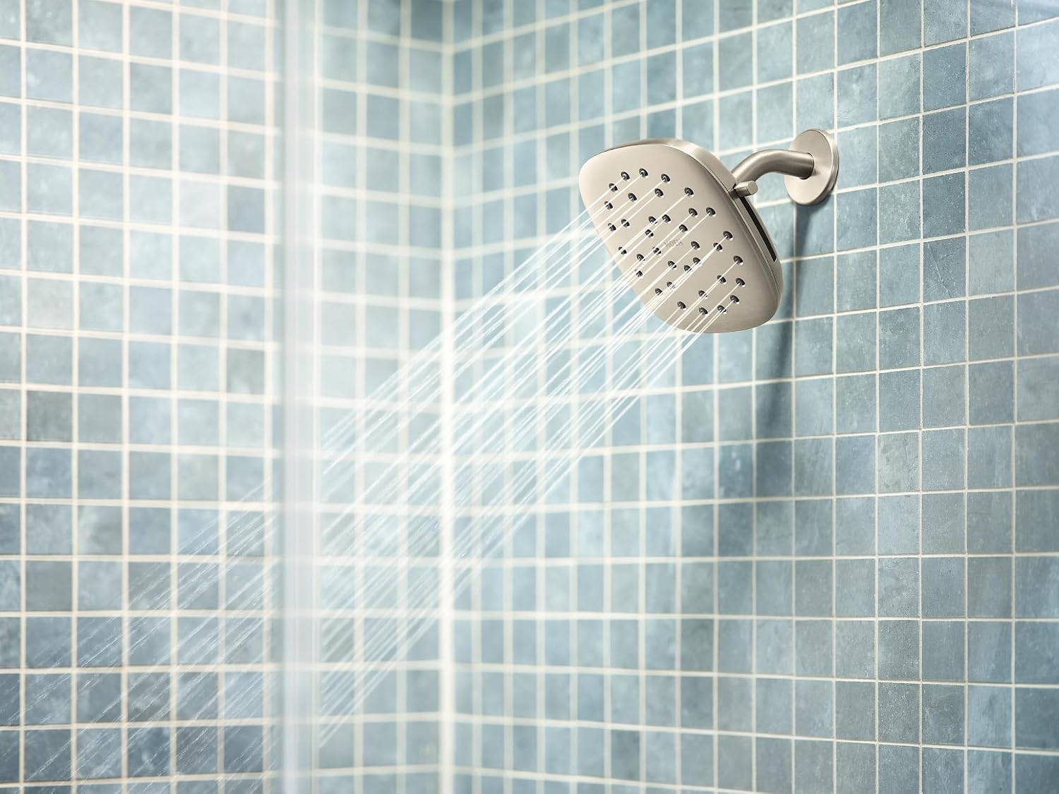 Moen Verso Infiniti Dial Square Rain Shower Head, 7-Inch Diameter Spray Head, Brushed Nickel, 220R5BN