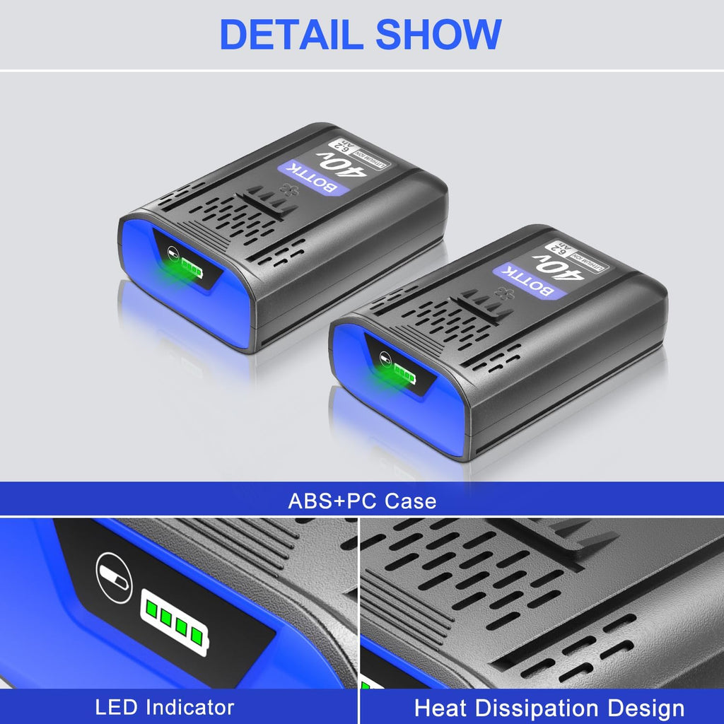 Upgraded 6.2Ah Replacement for Kobalt 40V Battery, Compatible with Kobalt 40 Volt KM-1640-06 KM 4040-06 KPM1040A-03, 2 Packs