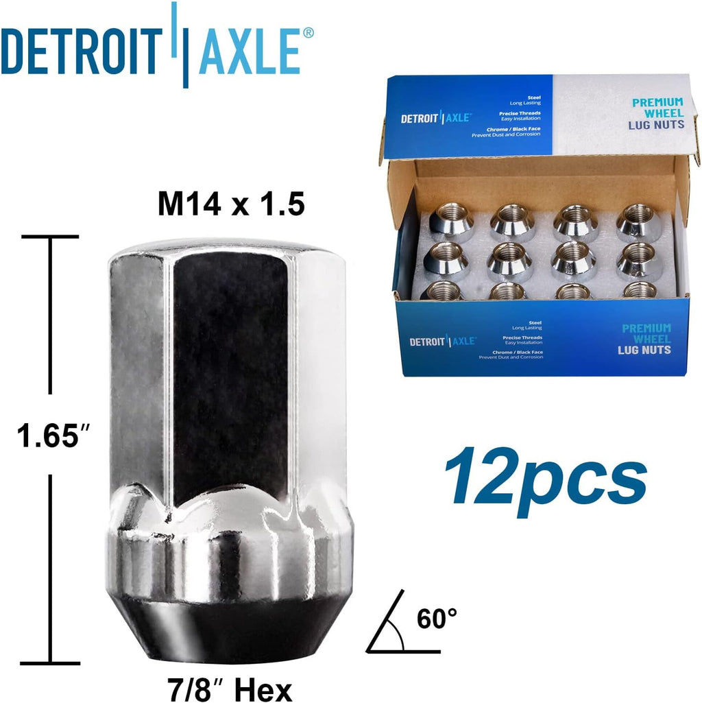 Detroit Axle - Front Brake Kit for Jeep 2015-2020 Grand Cherokee 2011-2020 Dodge Durango, Drilled Disc Brake Rotors Brake Pads Wheel Bearing Hubs Wheel Lug Nuts Replacement : 13.78'' inch Rotor