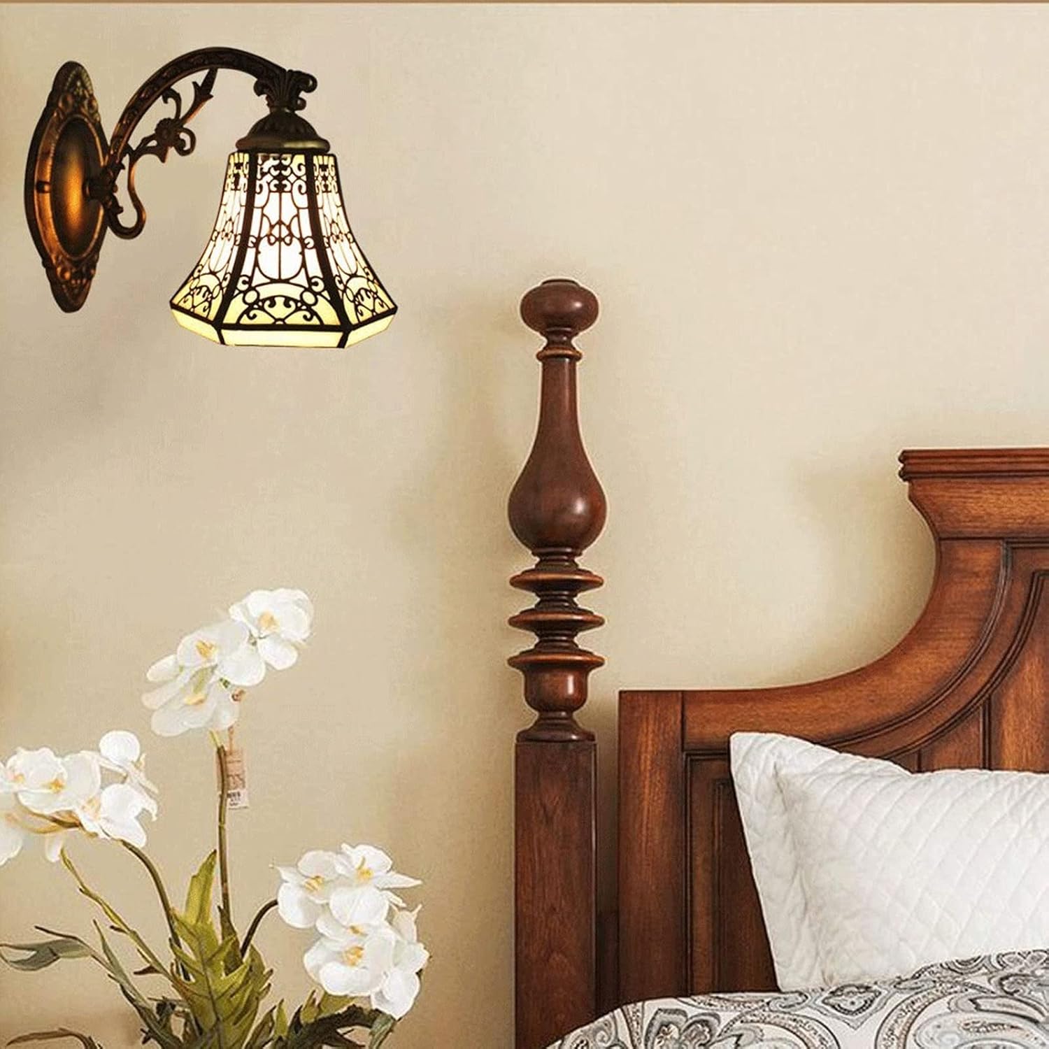 Wall Lamps & Sconces Single-headed wall light made of wrought iron in European style, black handwoven lamps and lanterns simple and beautiful bedside lamp classic living room bedroom bathroom lamp