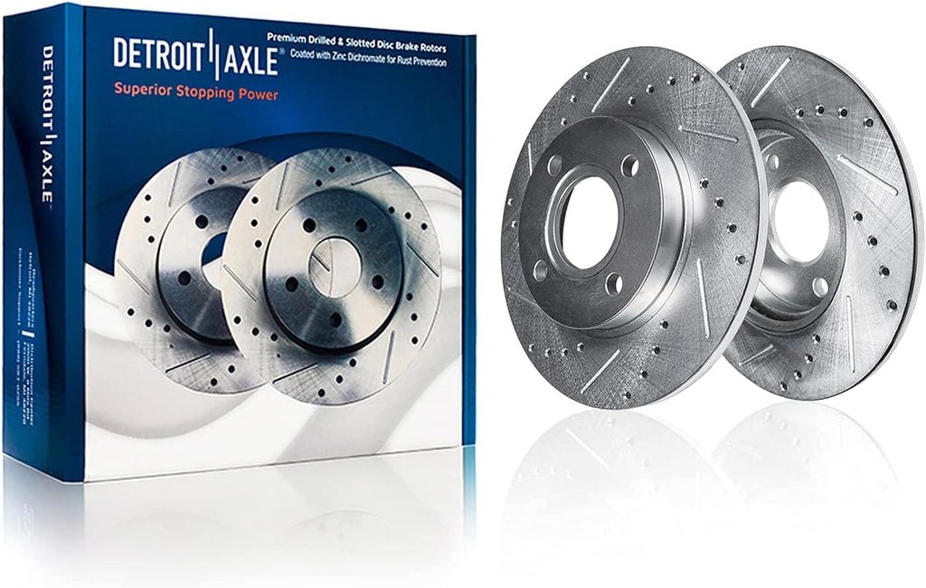 Detroit Axle - Brake Kit for 1999-2000 Honda Civic, Front and Rear Drilled & Slotted Disc Brake Rotors Ceramic Brake Pads w/Hardware Replacement : 10.32 inch Front Rotor