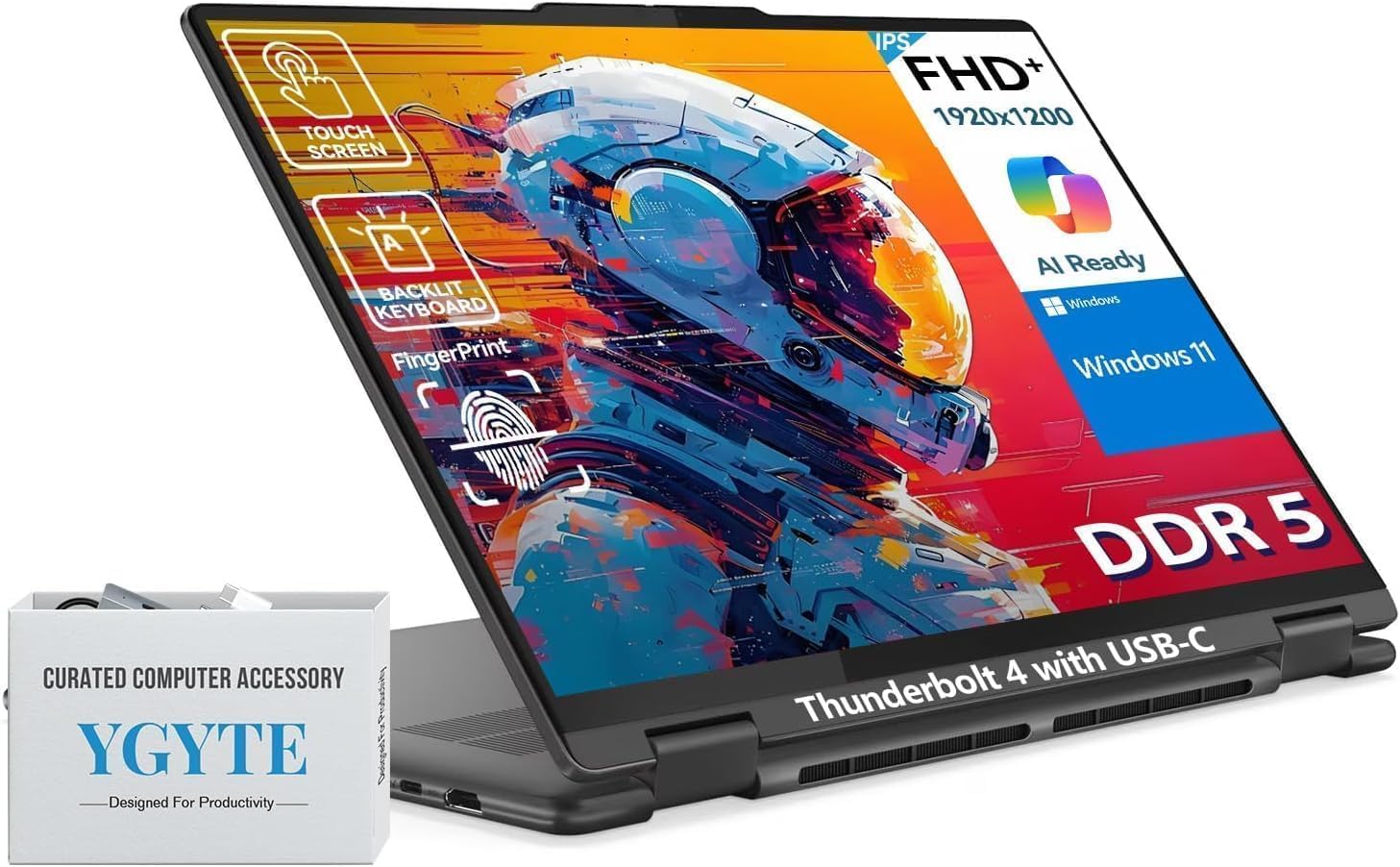 Lenovo 2025 Yoga 7i 2 in 1 Laptop Touchscreen|16' FHD+ 360 Foldable Touch Screen Convertible|Intel Core Ultra 7, 16GB DDR5 RAM 512GB SSD+512GB Portable SSD|Windows 11 Pro Lifetime Office|Backlit|FP