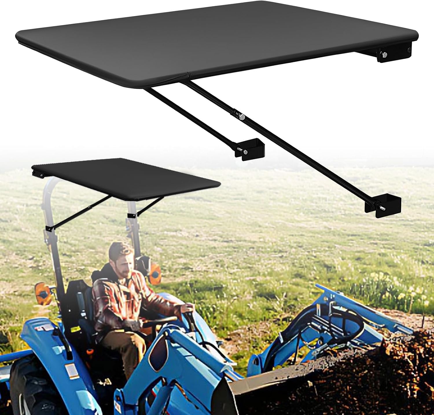 Universal Tractor Canopy for ROPS – UV-Resistant Sunshade for Compact Tractors, Riding Mowers, Zero Turn Mowers & Lawn Tractors – Easy Bolt-On Installation