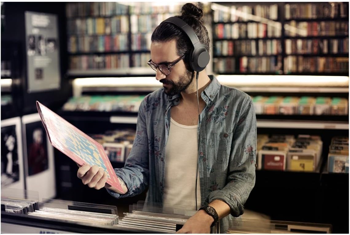 Sony h.ear on Premium Hi-Res Stereo Headphones (wired), Charcoal Black