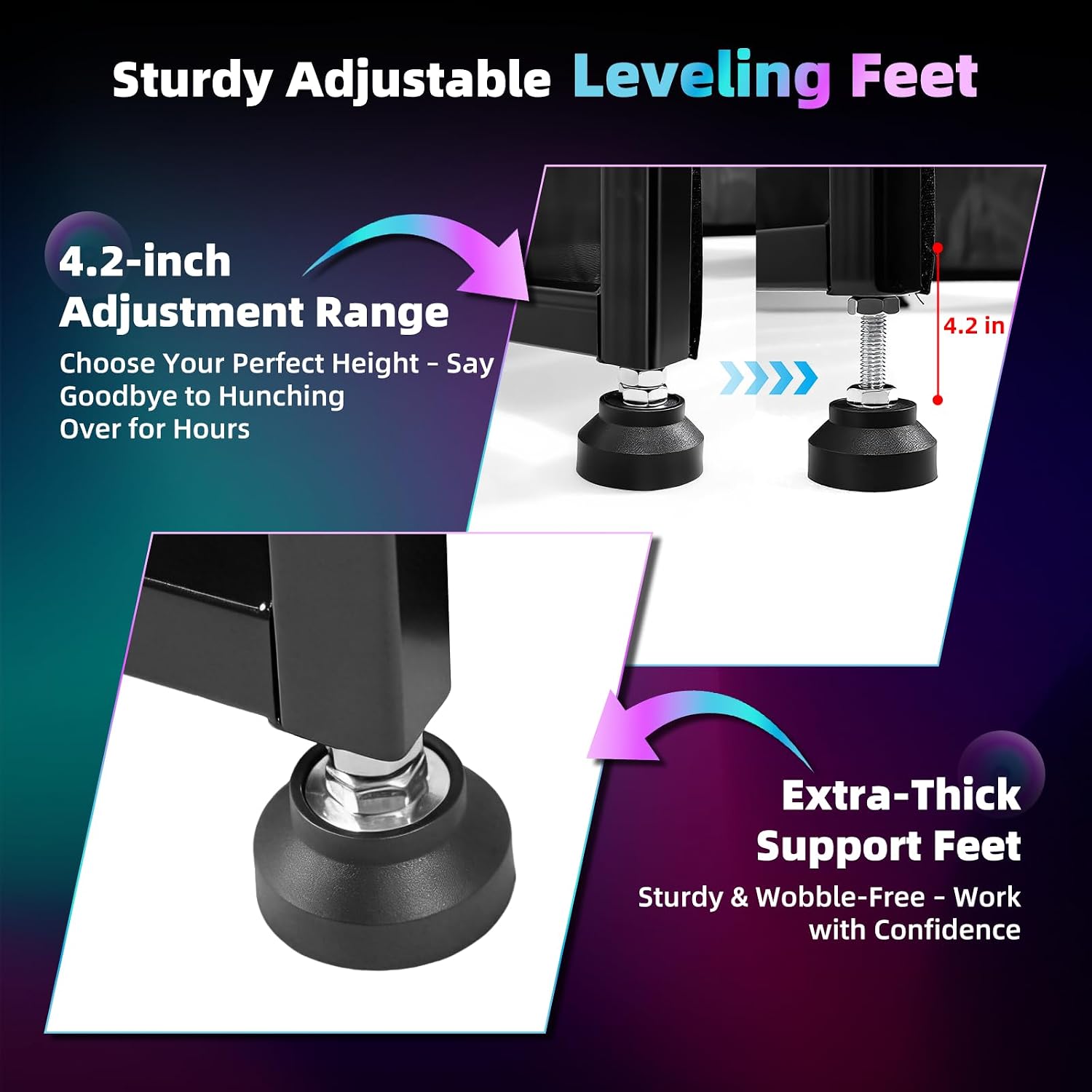 Portable DJ Table Stand, Tool-Free Setup Foldable 40' x 20' DJ Stand Booth w/ 2 Top Trays, Black & White Scrims, 4IN Adjustable Leveling Feet, 5 Cable Holes and Carry Bag, for Parties, Events, Studios