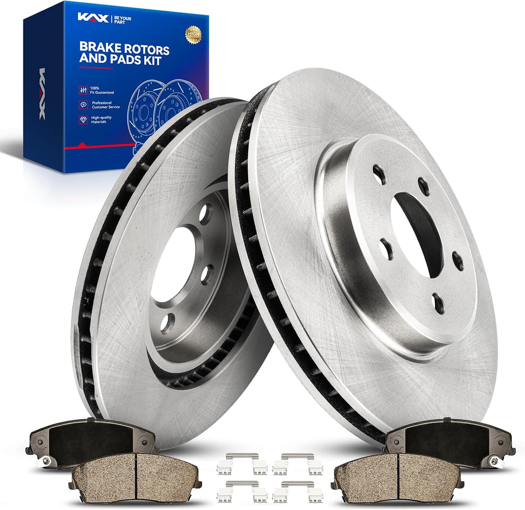 KAX Front Brake Kit Fits for Charger/Challenger 2011-2018 2020-2021 3.6L, Charger 2006-2010 3.5L/2.7L, Magnum 2005-2008 3.5/2.7L, Challenger 2009-2010 3.5L, 300 2011-2021 3.6L/2005-2010 3.5/2.7