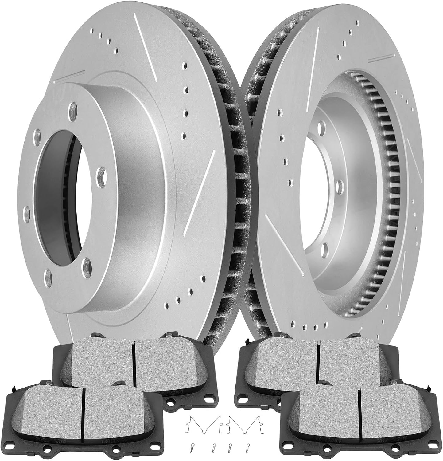 SCITOO Brake Kits - (2) Front Drilled and Slotted Brake Rotors (4) Ceramic Pads for 2003-2009 for Toyota 4Runner,2007-2014 for Toyota FJ Cruiser,2005-2018 for Toyota Tacoma