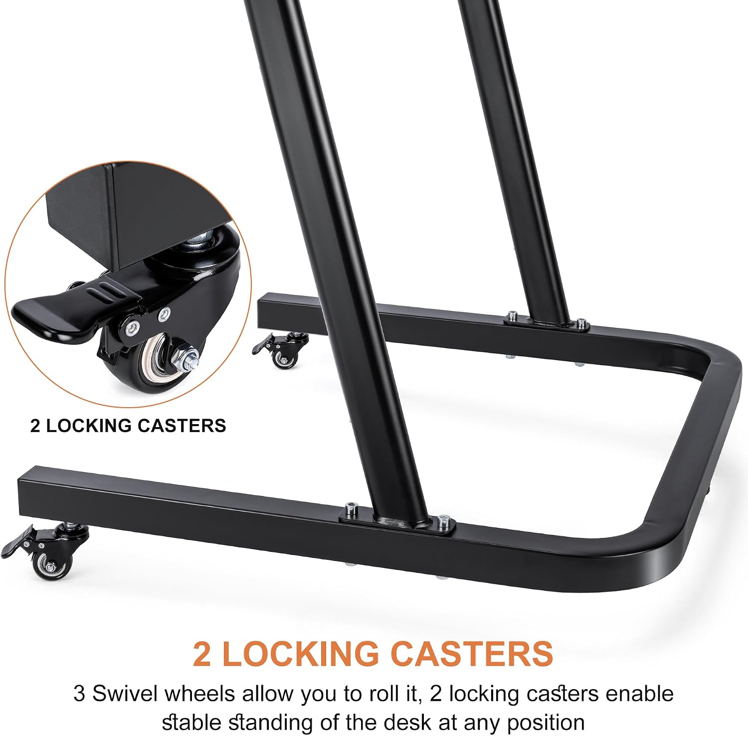 CXWXC Indoor Cycling Desk - Adjustable Height Bike Deak Laptop Stand Non-Slip Surface - Portable Bike Trainer Fitness Desk with Lockable Wheels