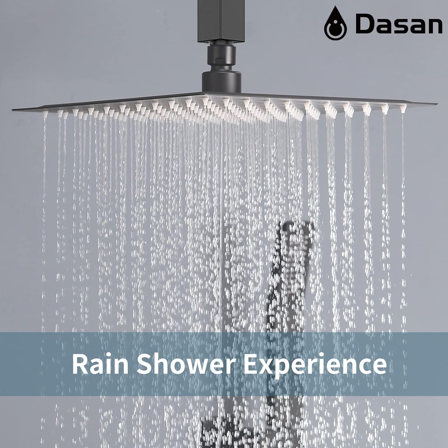Matte Black Shower System with 4 PCS Shower Body Spray Jets & 12'' Ceiling Shower Head & Handheld Spray, DASAN Full Body Shower Faucet System with Jets Rainfall Shower Combo Set, SA-SS03BMB-S12C