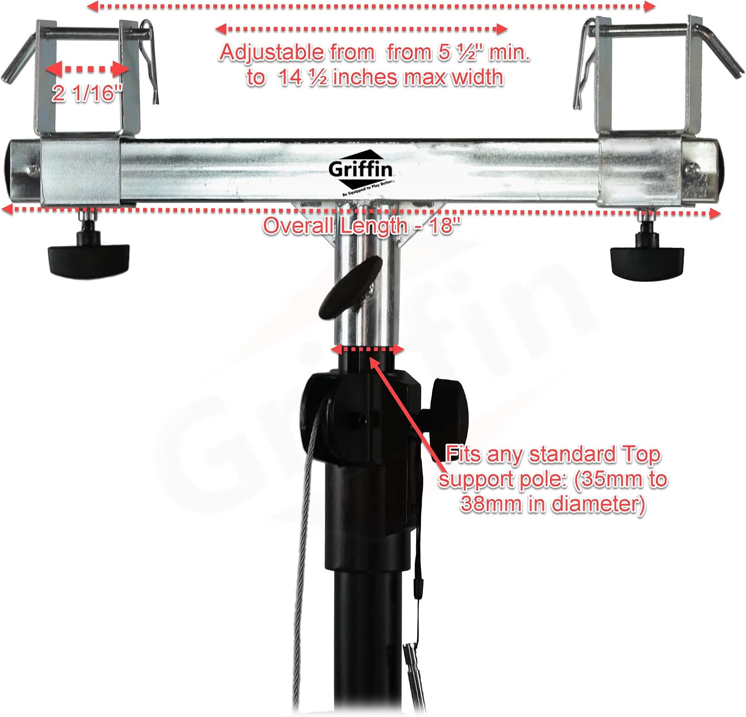 GRIFFIN Lighting Truss Stands (Hand-CrankUP PRO) with T Adapters – DJ Booth Kit & Trussing System for Light Cans & Speakers – Pro-Audio Stage Platform Hardware Mounting Package