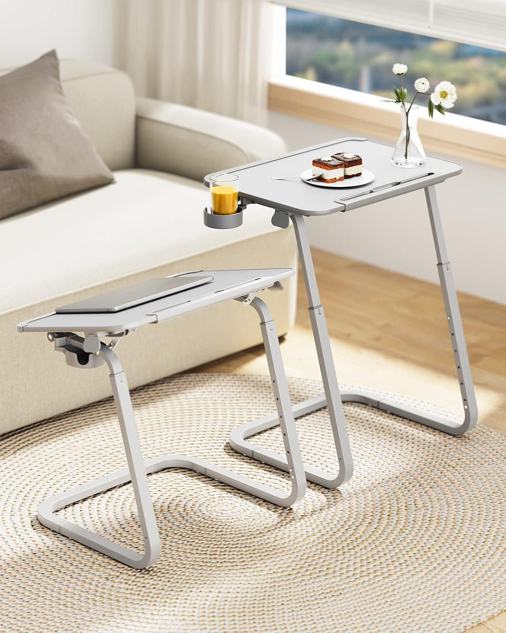 SAIJI TV Tray Table - Heavy Duty Extra Large TV Tray, Upgraded TV Dinner Trays for Eating Snack Food, Tilt & Height Adjustable TV Tray Laptop Desk for Sofa & Bedside Small Table