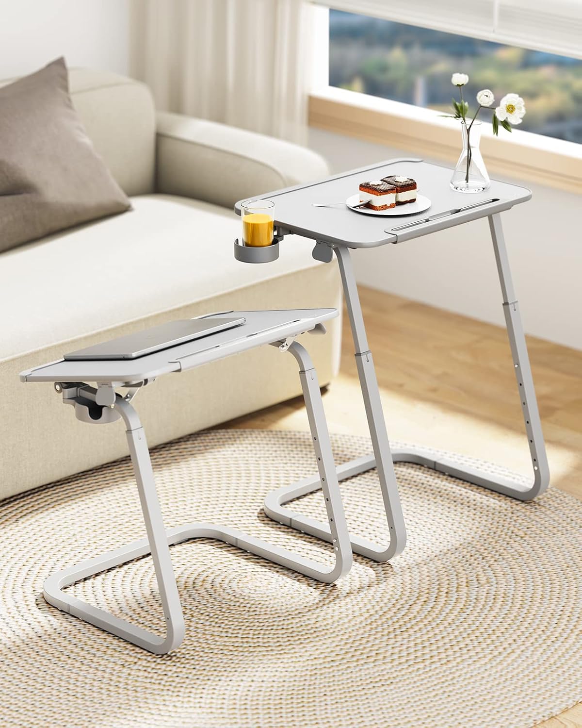 SAIJI TV Tray Table - Heavy Duty Extra Large TV Tray, Upgraded TV Dinner Trays for Eating Snack Food, Tilt & Height Adjustable TV Tray Laptop Desk for Sofa & Bedside Small Table