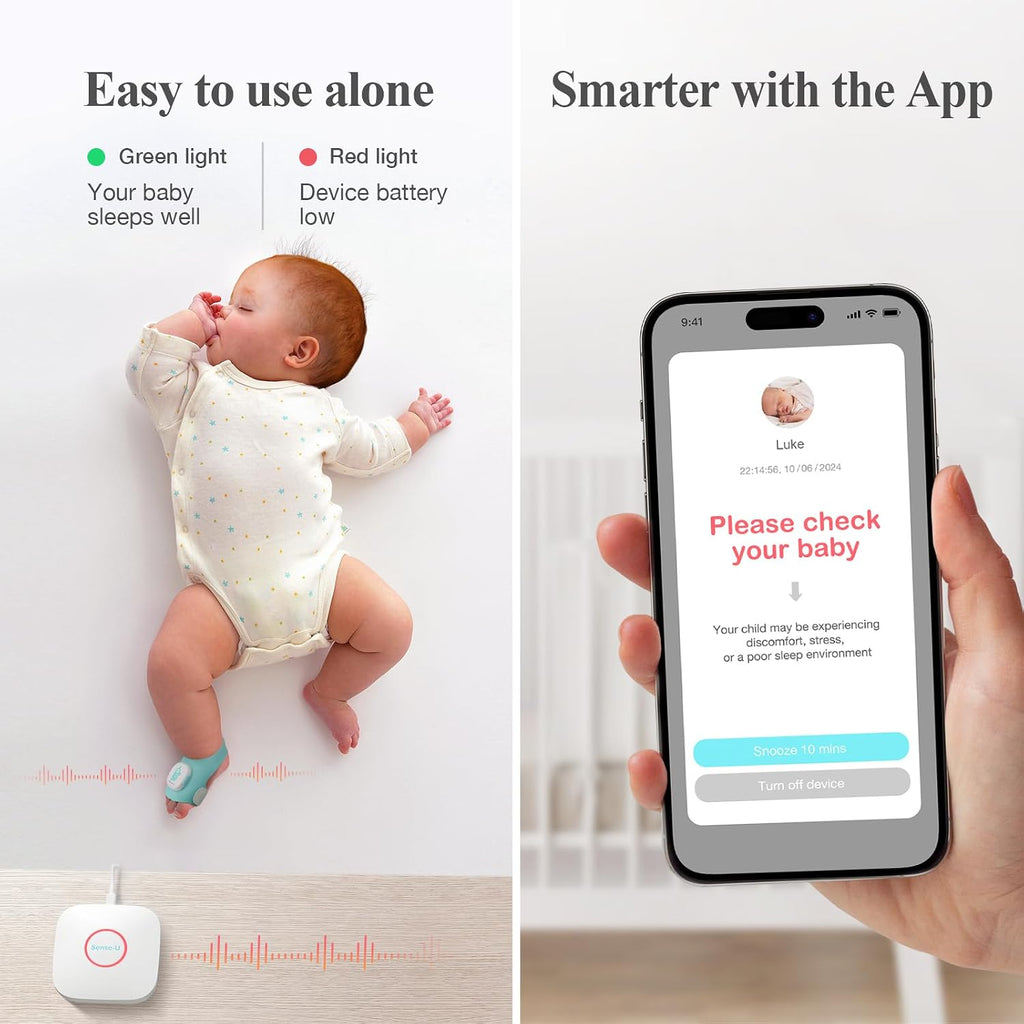 Sense-U Smart Baby Sock Monitor and 2.5K PTZ Camera, Tracks Heart Rate, Sleep Trends & Movement Anytime Anywhere, Video Monitor