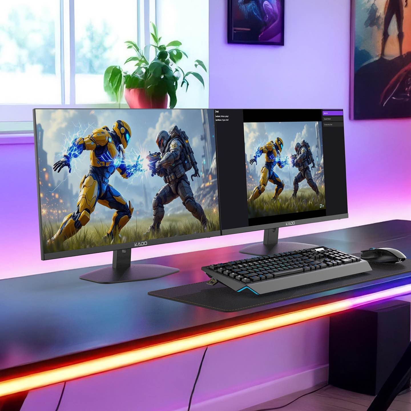 Kado Dual Monitor Setup - 2-Pack 27' 1920x1080 Computer Monitor 75Hz VESA Mount HDMI Office Gaming Built-in Speakers (E27 Dual Series)