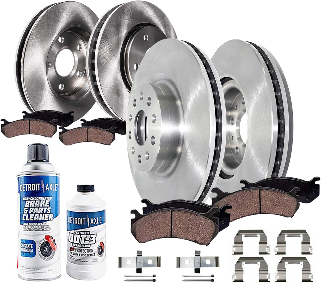 Detroit Axle - Brake Kit for 2016-2017 Cadillac CT6, Disc Brake Rotors Ceramic Brakes Pads with Hardware Replacement : 13.60' inch Front and 12.40' inch Rear Rotor