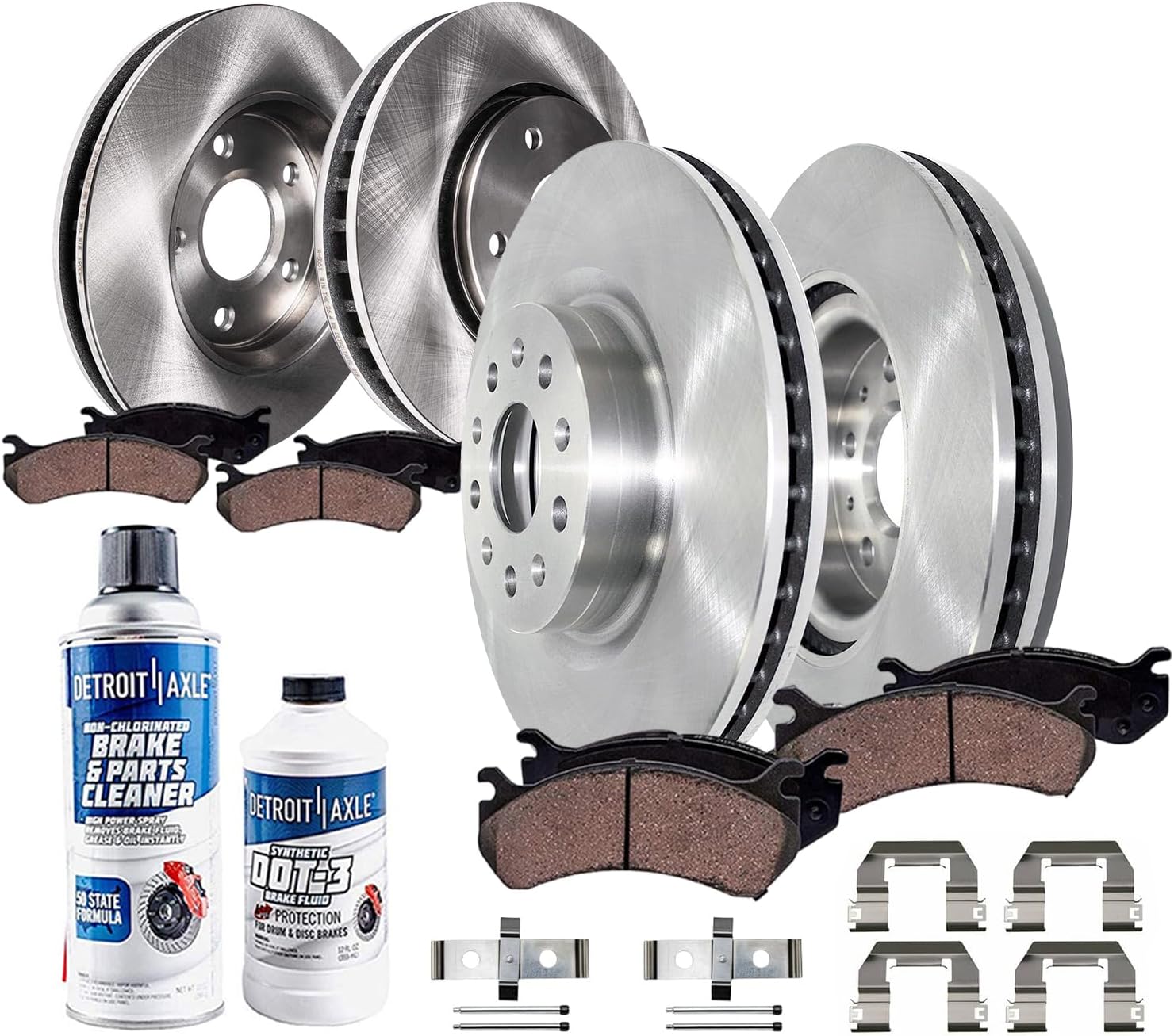 Detroit Axle - Brake Kit for 2016-2017 Cadillac CT6, Disc Brake Rotors Ceramic Brakes Pads with Hardware Replacement : 13.60' inch Front and 12.40' inch Rear Rotor