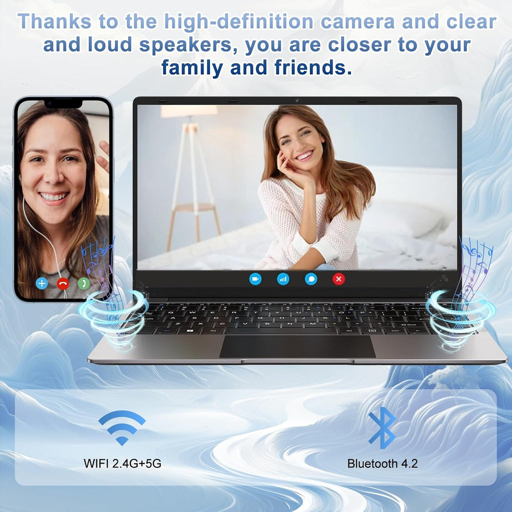 14 Inch Laptop Computer Win 11 8GB+256GB SSD Up to 1TB SSD Expand Laptops Celeron N4020 Up to 2.8Ghz 1080p FHD Dual WiFi BT4.2 with Webcam Screen Projection Function for Business Student- Gray