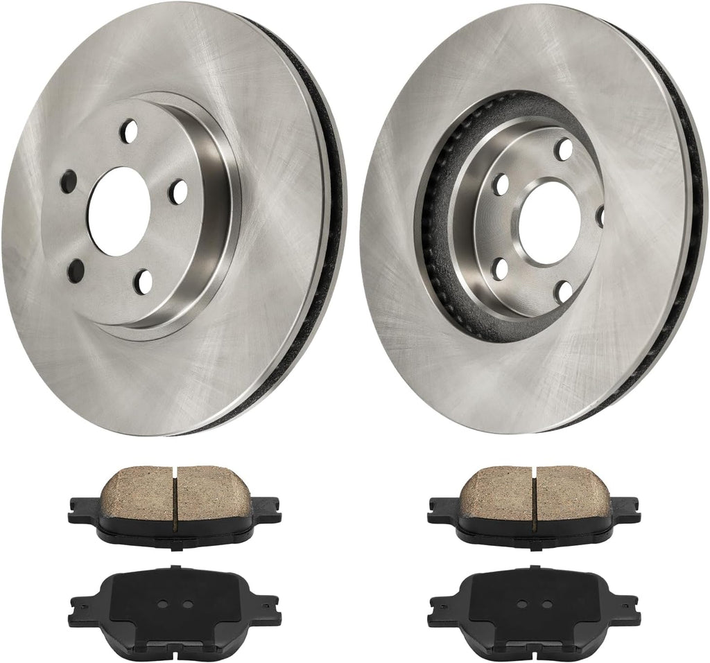 KAX Front Brakes and Rotors for Toyota Celica 2002-2005, Smooth Vented Disc Brake Rotor Ceramic Brake Pads Replacement (#31270+D817, 10.82inch, 274.9MM)