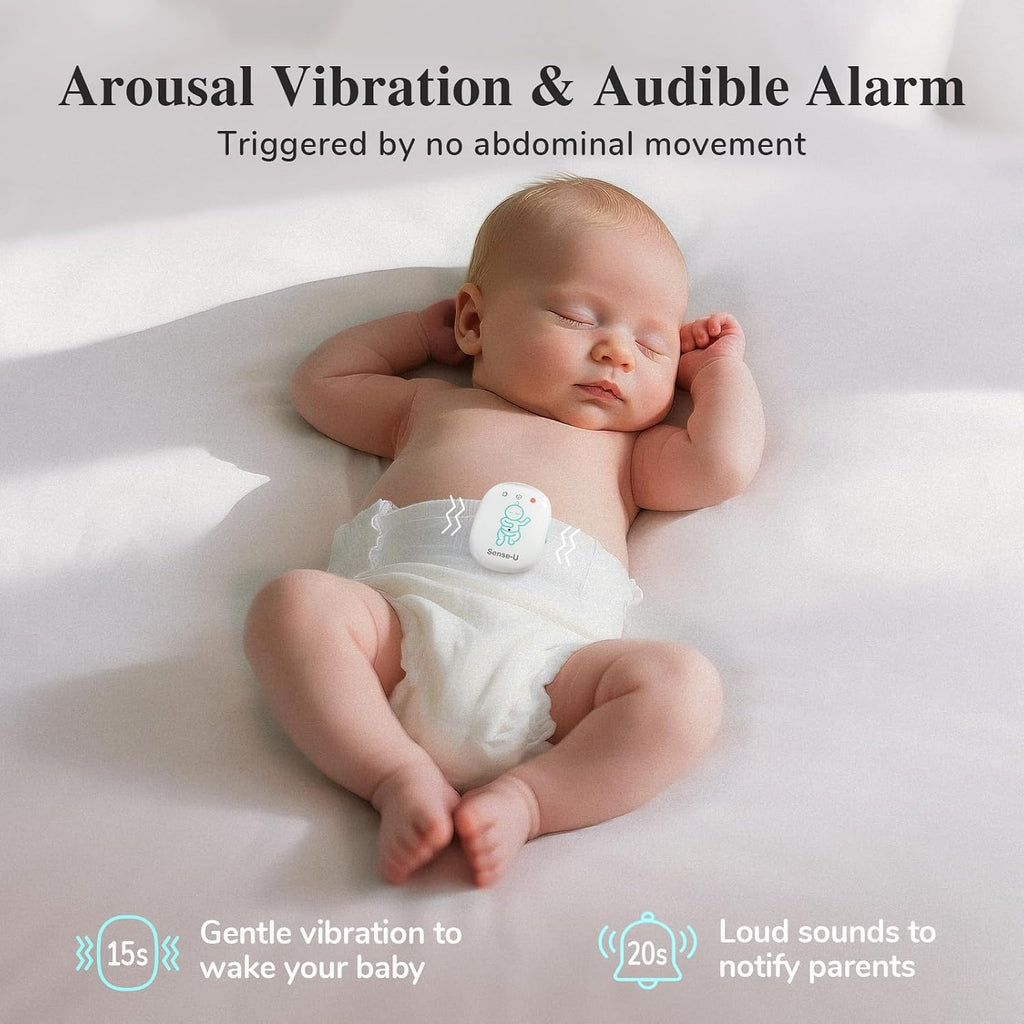 Sense-U Pro Baby Breathing Movement Monitor with 2.5K PTZ Camera: Track Breathing with Gentle Vibration, Sleep Position, Temperature Notifications, 2.5K Video, Background Audio, No Monthly Fee