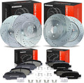 A-Premium Front & Rear Drilled and Slotted Disc Brake Rotors + Ceramic Pads Kit Compatible with Select Nissan Models - Maxima 2009-2014 2016-2019, 3.5L, 12-PC Set