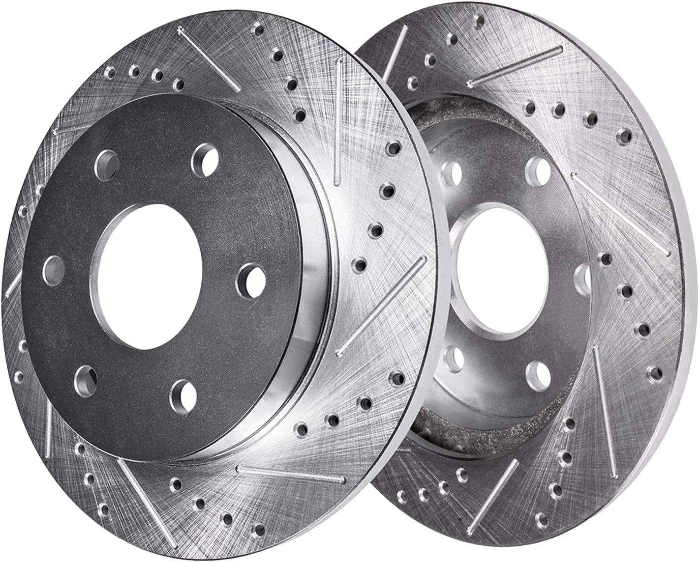 Detroit Axle - Brake Kit for 2007-2009 Hyundai Entourage, 2006-2012 2014 Kia Sedona Drilled & Slotted Brake Rotors and Ceramic Brakes Pads Front and Rear Replacement