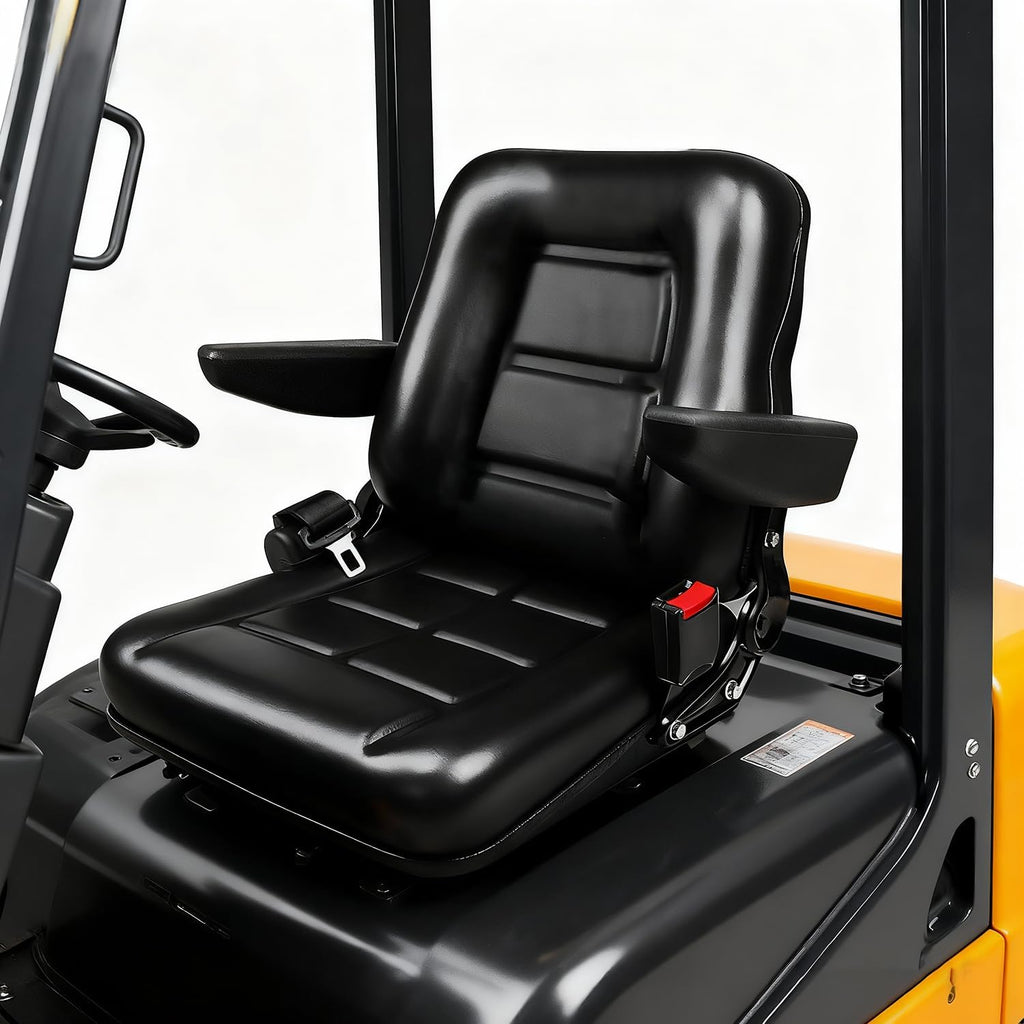 Universal Lawn Mower Seat Replacement Tractor & Forklift Seat with Adjustable Back/Slide Rail/Armrest/Seatbelt,Waterproof PVC Thickened Cushion Mower Seat Compatible with Ariens Snapper GTH Xmark