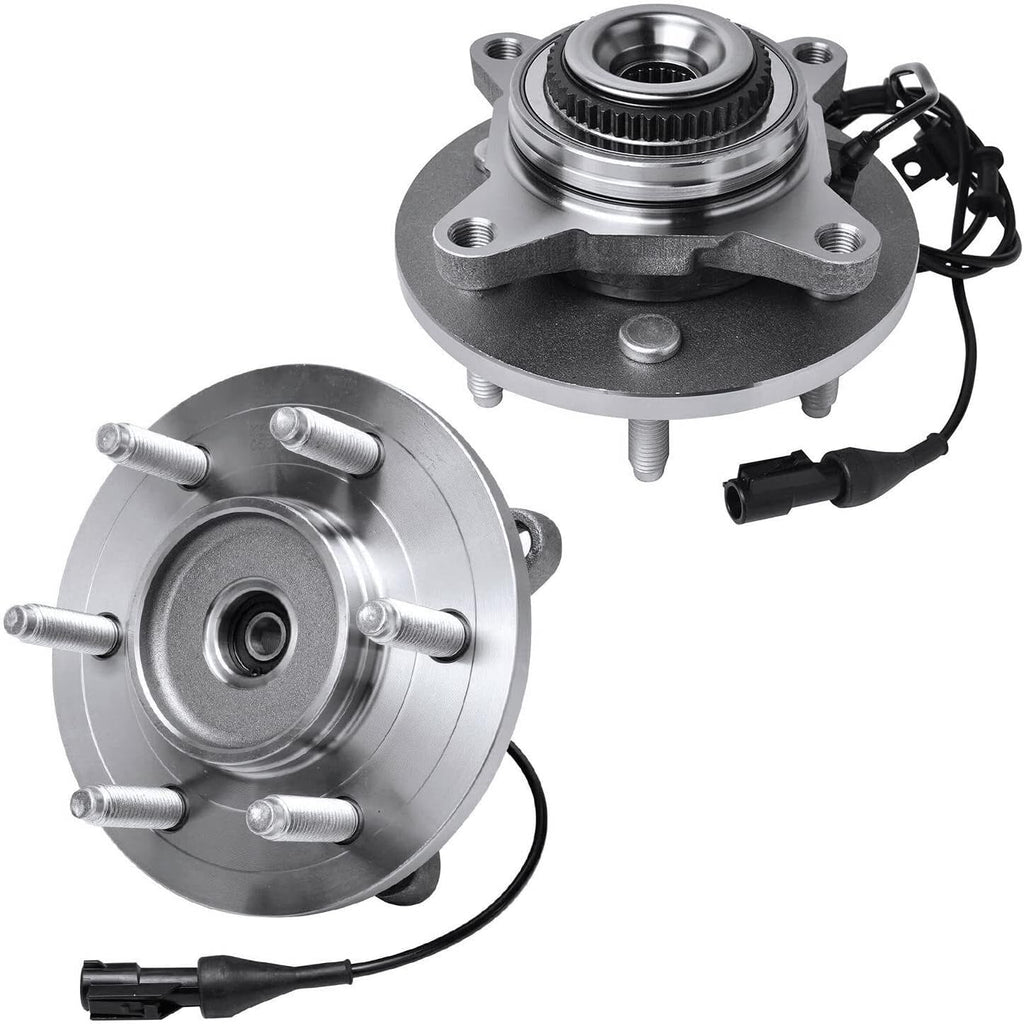 Detroit Axle - 4WD Front Brake Kit for 04-08 Ford F-150, 06-08 Lincoln Mark LT, 2 Drilled & Slotted Disc Brake Rotors 2 Wheel Bearing and Hubs 24 Wheel Lug Nuts 2004 2005 2006 2007 2008 Replacement