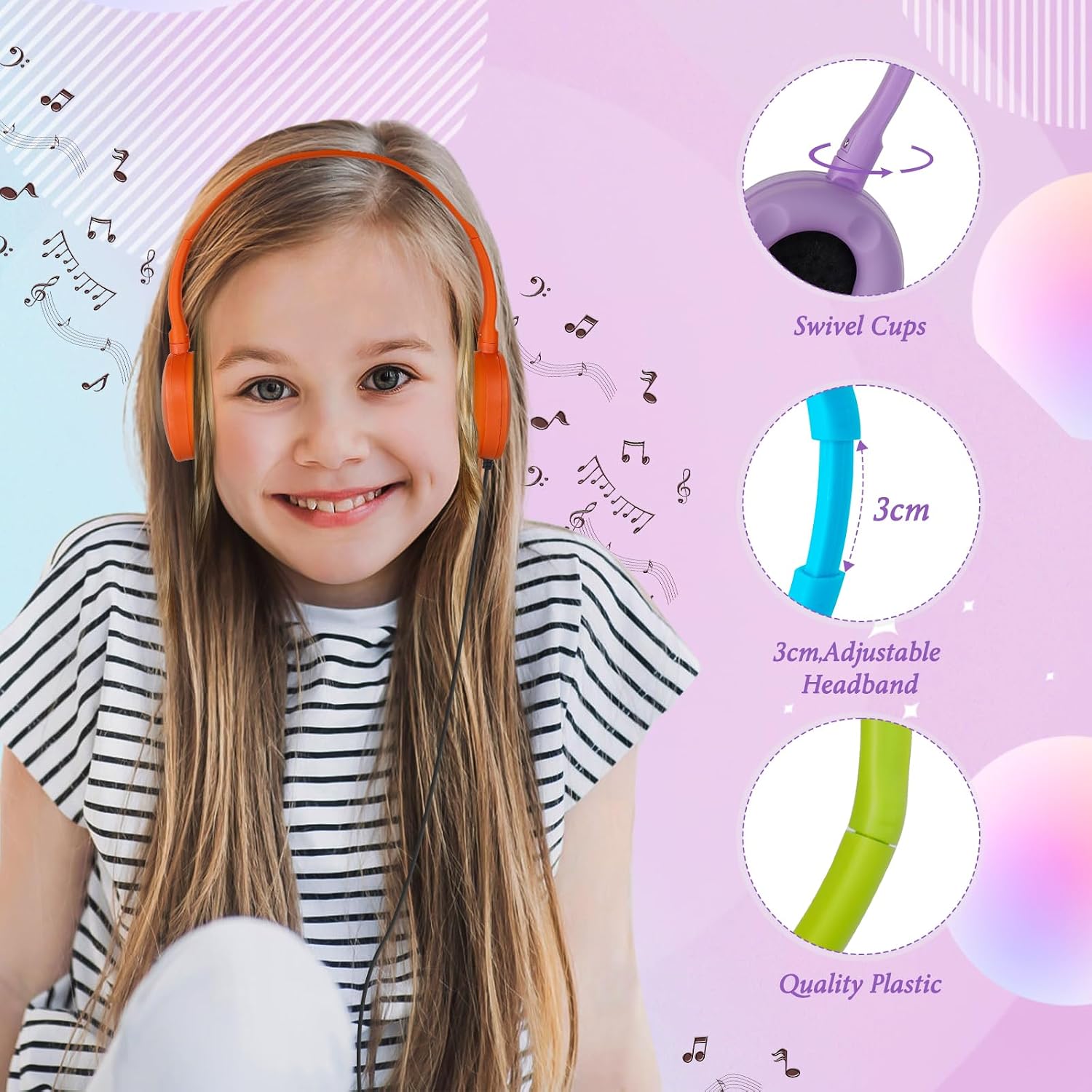 Classroom Kids Headphones Bulk 100 Pack Class Set of Headphones for Students Children Boys Girls Teen Adult,Group Learning, Computer Lab, Library, Online Lesson and Testing (10 Colors)