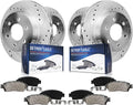 Detroit Axle - Brake Kit for Chevy GMC Silverado Sierra 1500 Yukon Tahoe Astro, Drilled & Slotted Disc Brakes Rotors Ceramic Brake Pads Replacement : 12' inch Front Rotor and 12.78' inch Rear Rotor