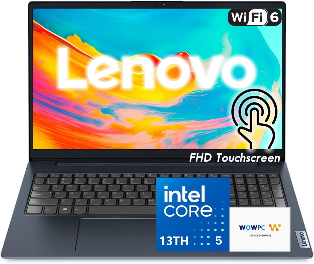Lenovo Business Laptop, 15.6' FHD Touchscreen Display, Intel 13th 10-Core i5 CPU(Up to 4.6 GHz), 16GB RAM, 512GB SSD, Copilot AI, Wi-Fi 6, Windows 11 w/Microsoft 365 for The Web, WOWPC USB