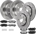 SCITOO Brake Kits For Jeep For Wrangler 2007-2017,For Jeep For Wrangler JK 2018 Front Rear Drilled & Slotted Disc Brakes Rotors and Ceramic Brakes Pads Replacement:53040;53041;D1273-8389;D1274-8390