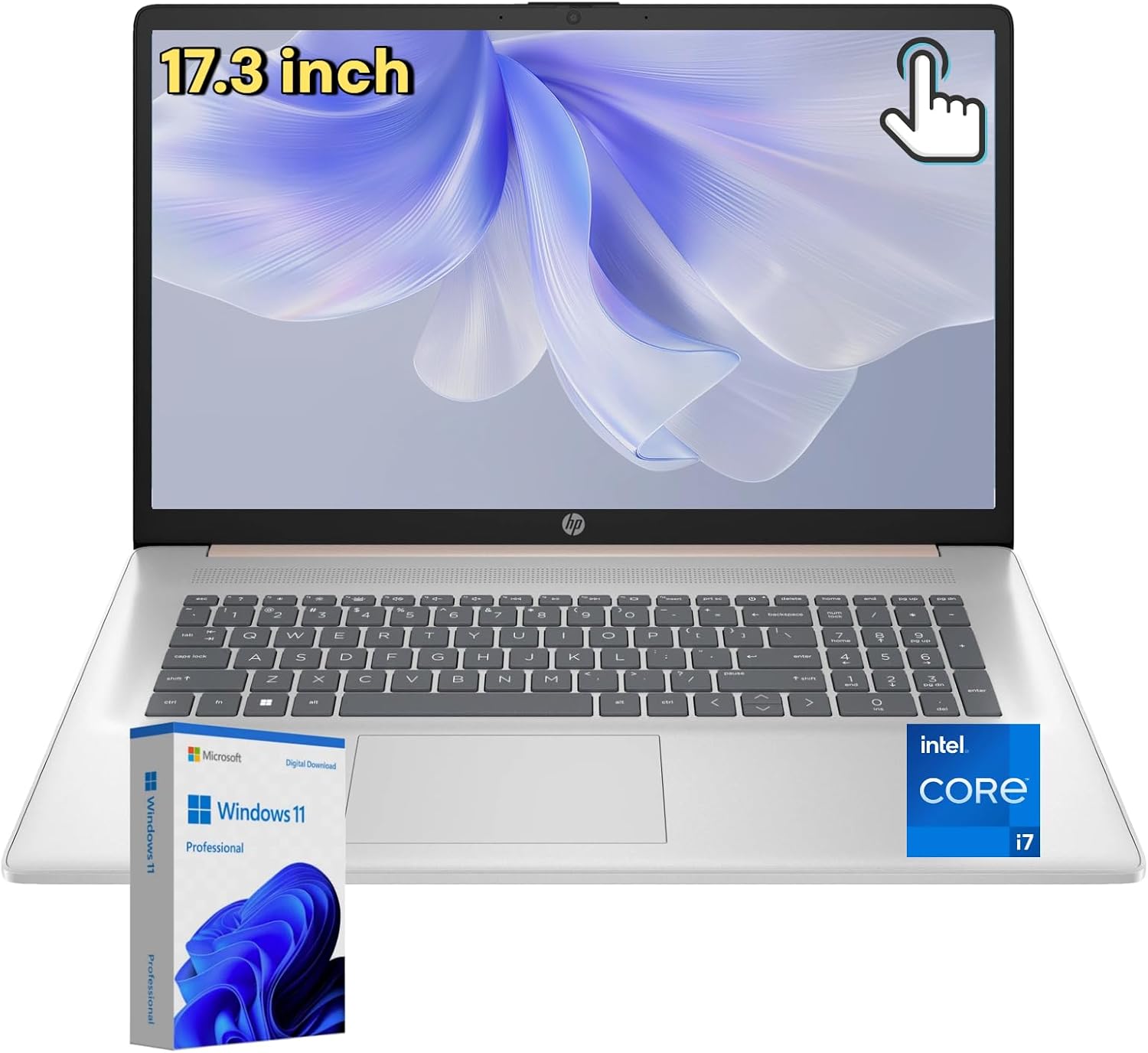HP 17.3 Touchscreen Business Laptop Computer - 17.3' HD+ Touch Screen | Intel Core i7-1355U | 32GB RAM + 1TB SSD | Wi-Fi 6 & BT 5.3 | Windows 11 Pro | Pale Rose Gold