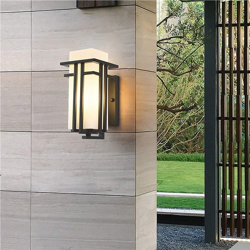 Retro Wall Sconce Waterproof Wall Lamp Metal and Glass Wall Light Fixture E27 Black Wrought Iron Decorative Lighting for Bedroom Aisle Corridor Indoor/Outdoor